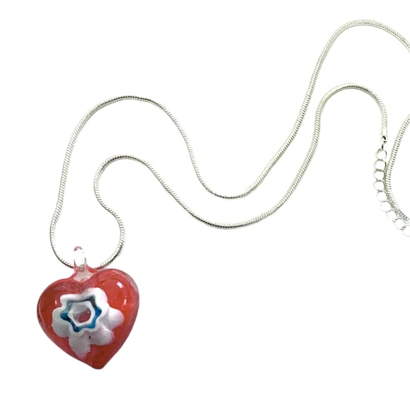 Unique Heart Shaped Glass Necklace - Picture 2 of 6